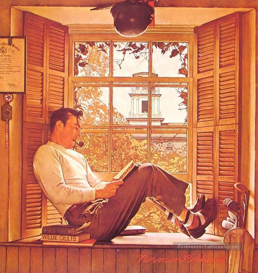 willie gillis in college 1946 Norman Rockwell Oil Paintings